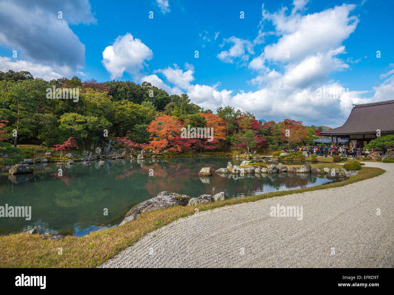 Tenryu-ji il giardino in autunno, Arashiyama, Kyoto, Giappone Foto Stock