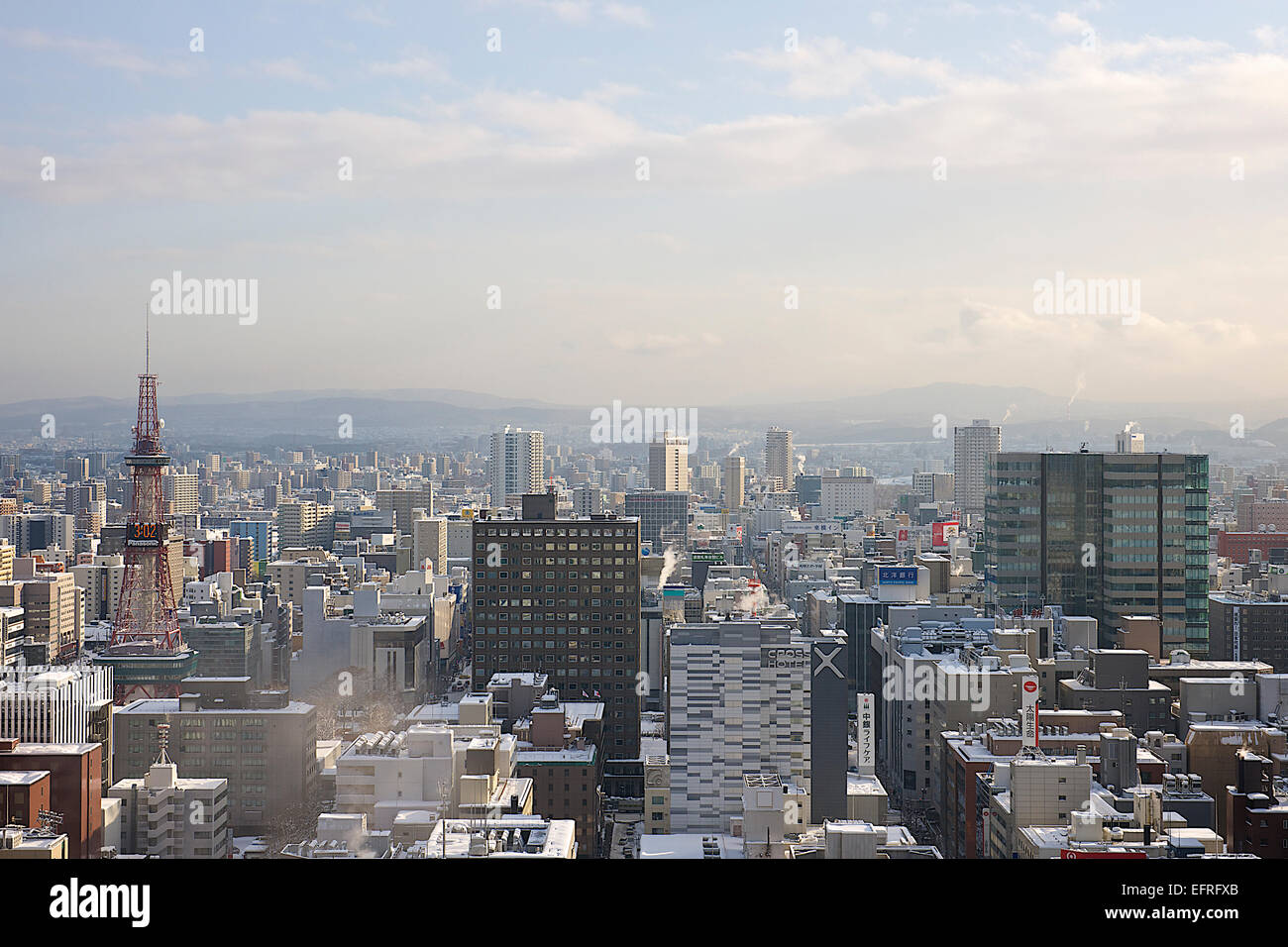 Vista della città di Sapporo, Hokkaido, Giappone Foto Stock