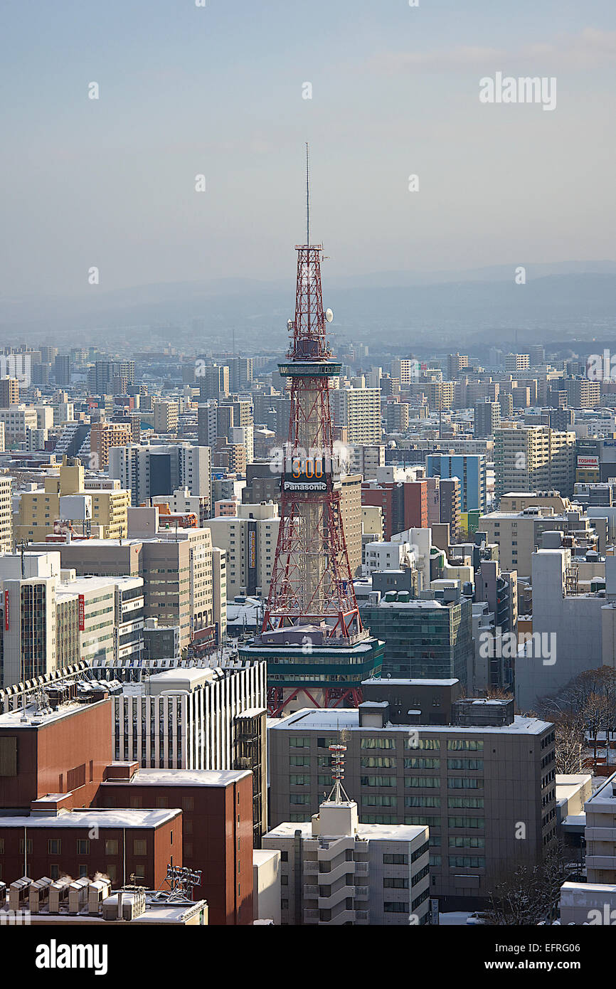 Vista della città di Sapporo, Hokkaido, Giappone Foto Stock