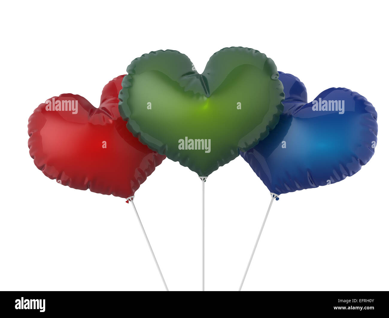 3D render di forma di cuore colorati palloncini di partito. Isolato su sfondo bianco Foto Stock