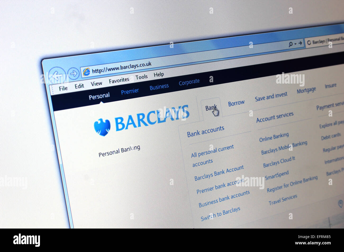 Barclays Bank websitw Foto Stock