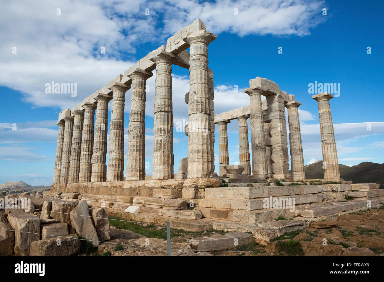 Tempio di Poseidone (dio greco del mare), mitologia, Capo Sounion, Grecia Foto Stock