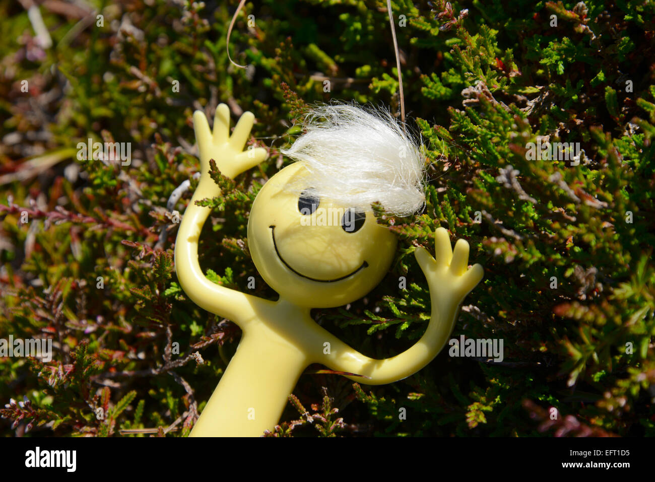 Gialli Smiley uomo in vacanza nelle Ebridi Esterne - qui ha Foto Stock