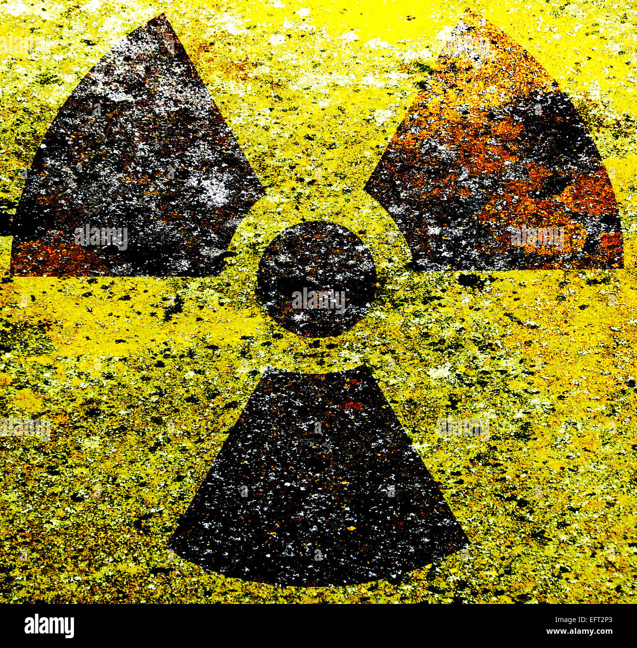 La radioattività - segnale di rischio biologico - ecocide - ruggine Foto Stock