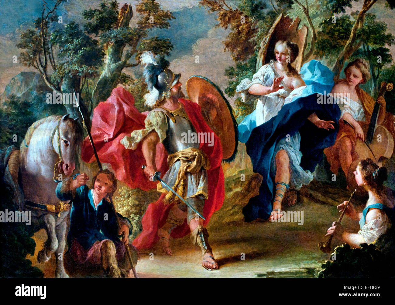 Rinaldo e Armida nella Foresta Magica 1734 Anton Kern (1710-1747) tedesco Germania ( La storia di Armida, una maga saracena e Rinaldo, un soldato nella Prima Crociata ) Foto Stock