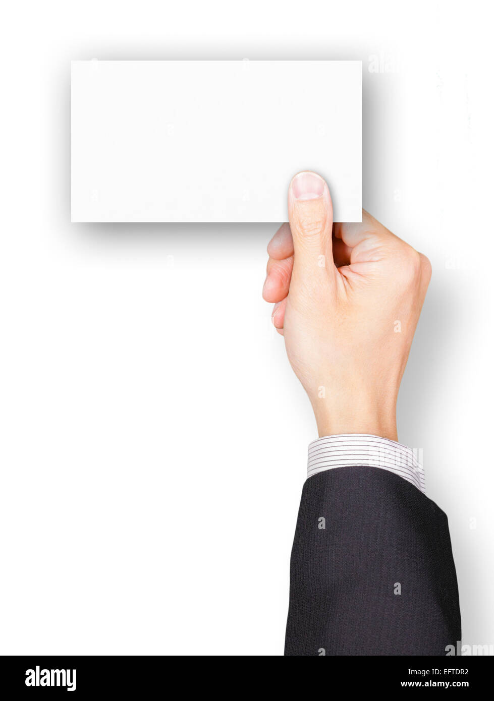 La mano di imprenditore tenendo un vuoto Nome scheda Foto Stock