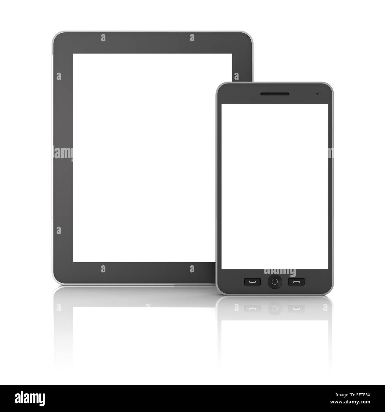 Generic digital tablet e smartphone contro uno sfondo bianco Foto Stock