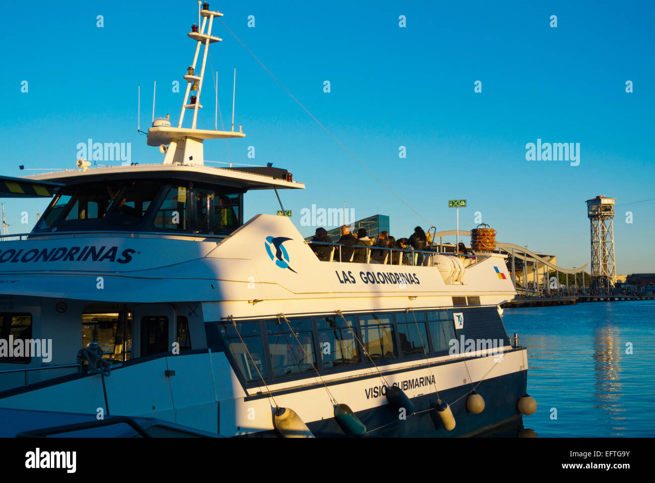 Las Golondrinas, gite in barca di crociera, Port Vell di Barcellona, Spagna Foto Stock