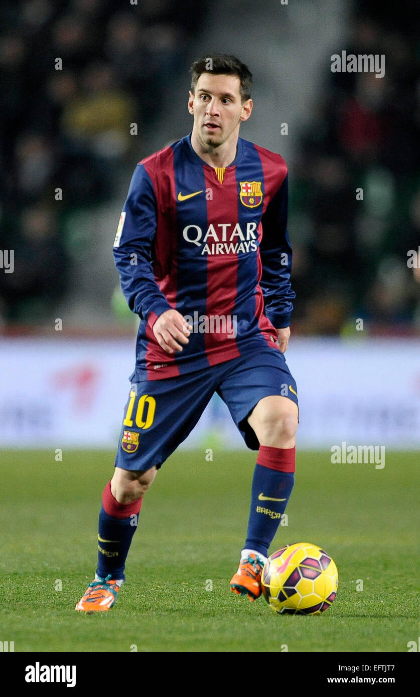 Calcio Primera Division 24.1.2015 , Elche vs FC Barcellona -- Lionel Messi Foto Stock