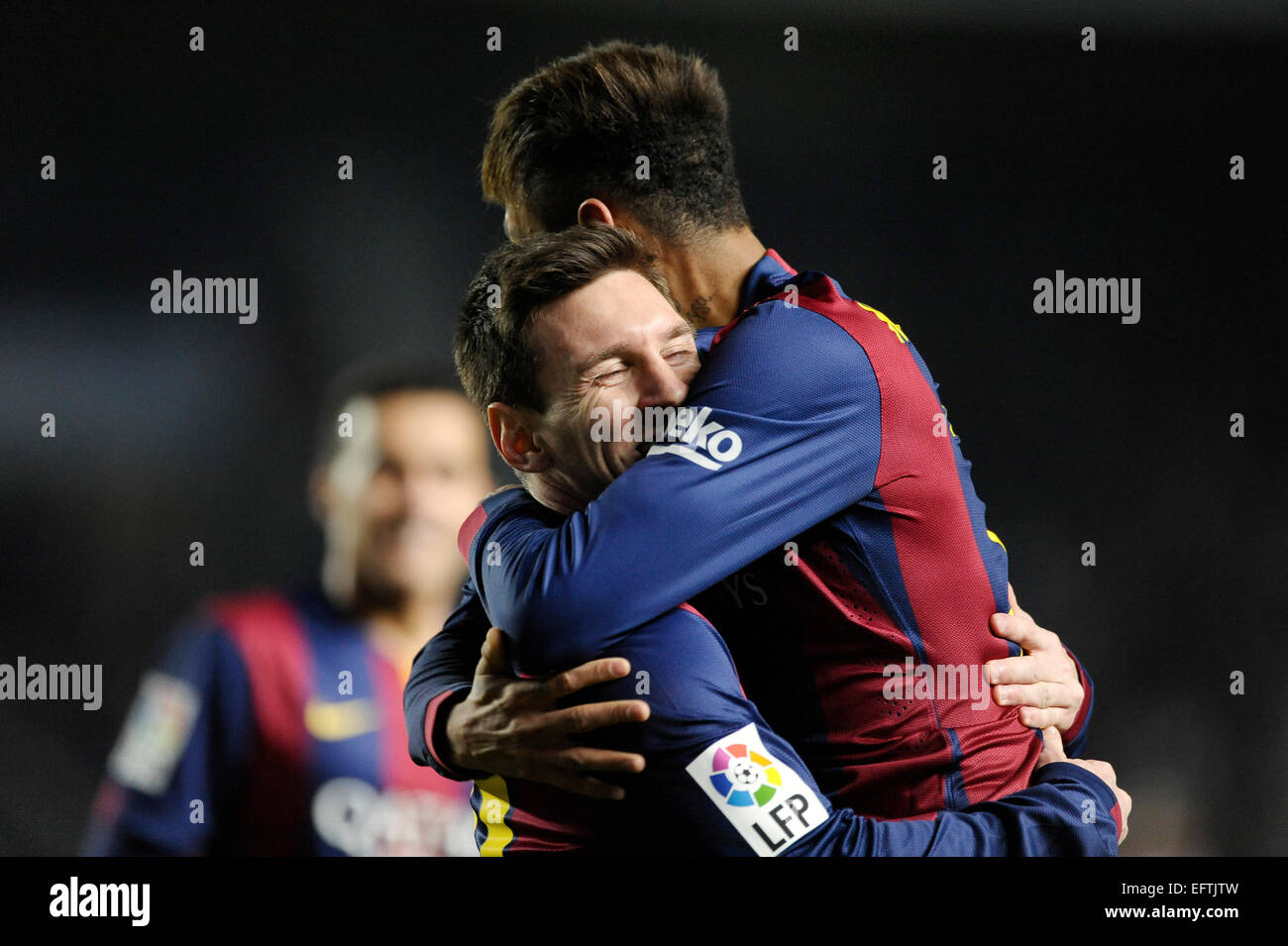Calcio Primera Division 24.1.2015 , Elche vs FC Barcellona -- Neymar e Lionel Messi Foto Stock