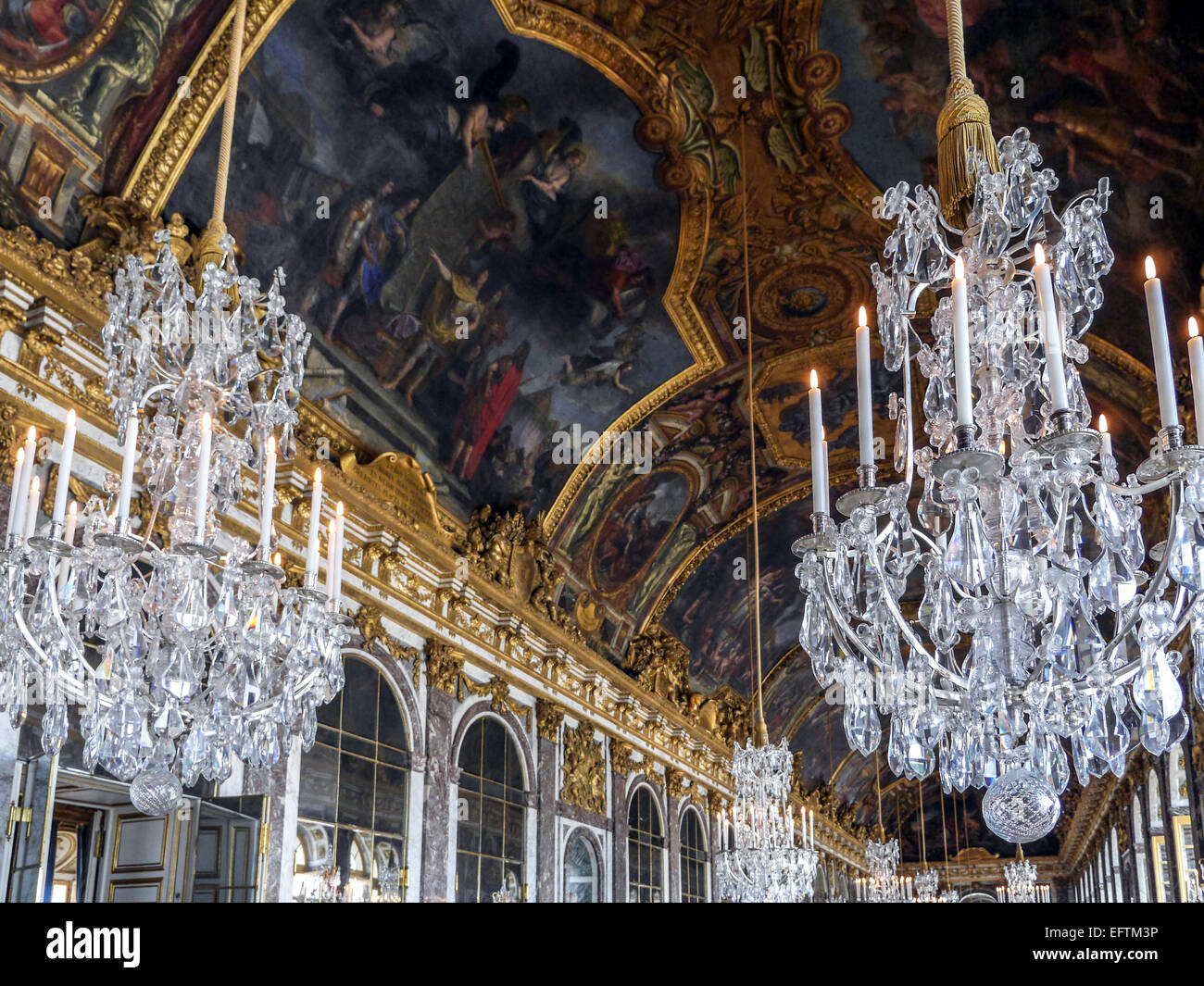VERSAILLES, Francia - 28 agosto 2013: Versailles, palazzo di Versailles e la sala degli specchi Foto Stock