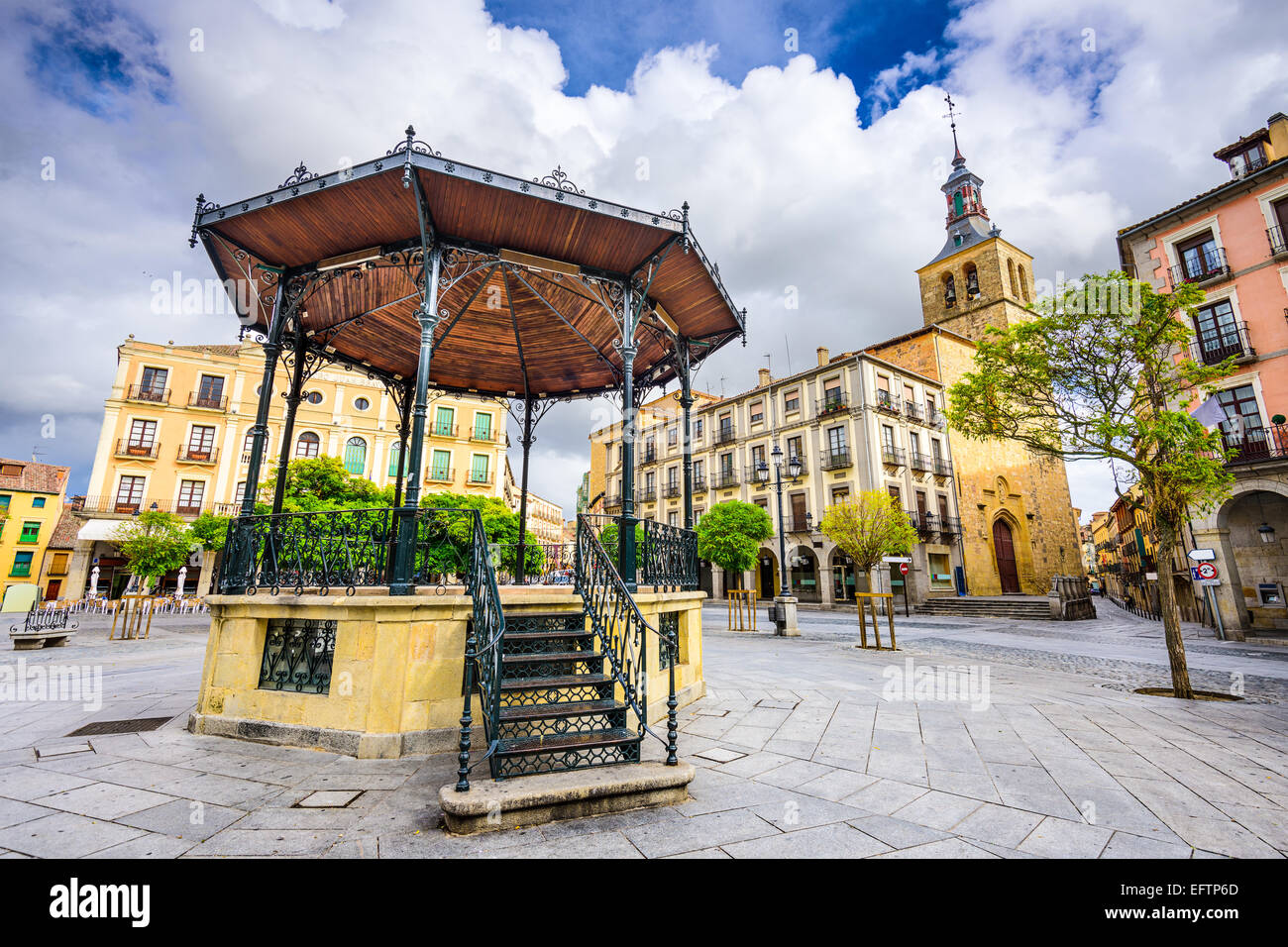 Segovia, Spagna gazebo in Plaza Mayor. Foto Stock