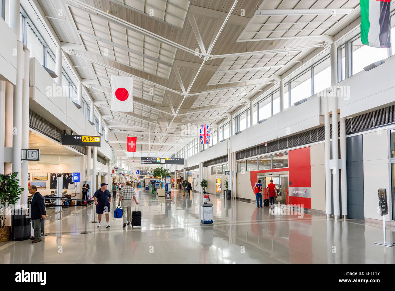 Cancelli di partenza a Washington-Dulles Aeroporto Internazionale Dulles, Virginia, Stati Uniti d'America Foto Stock