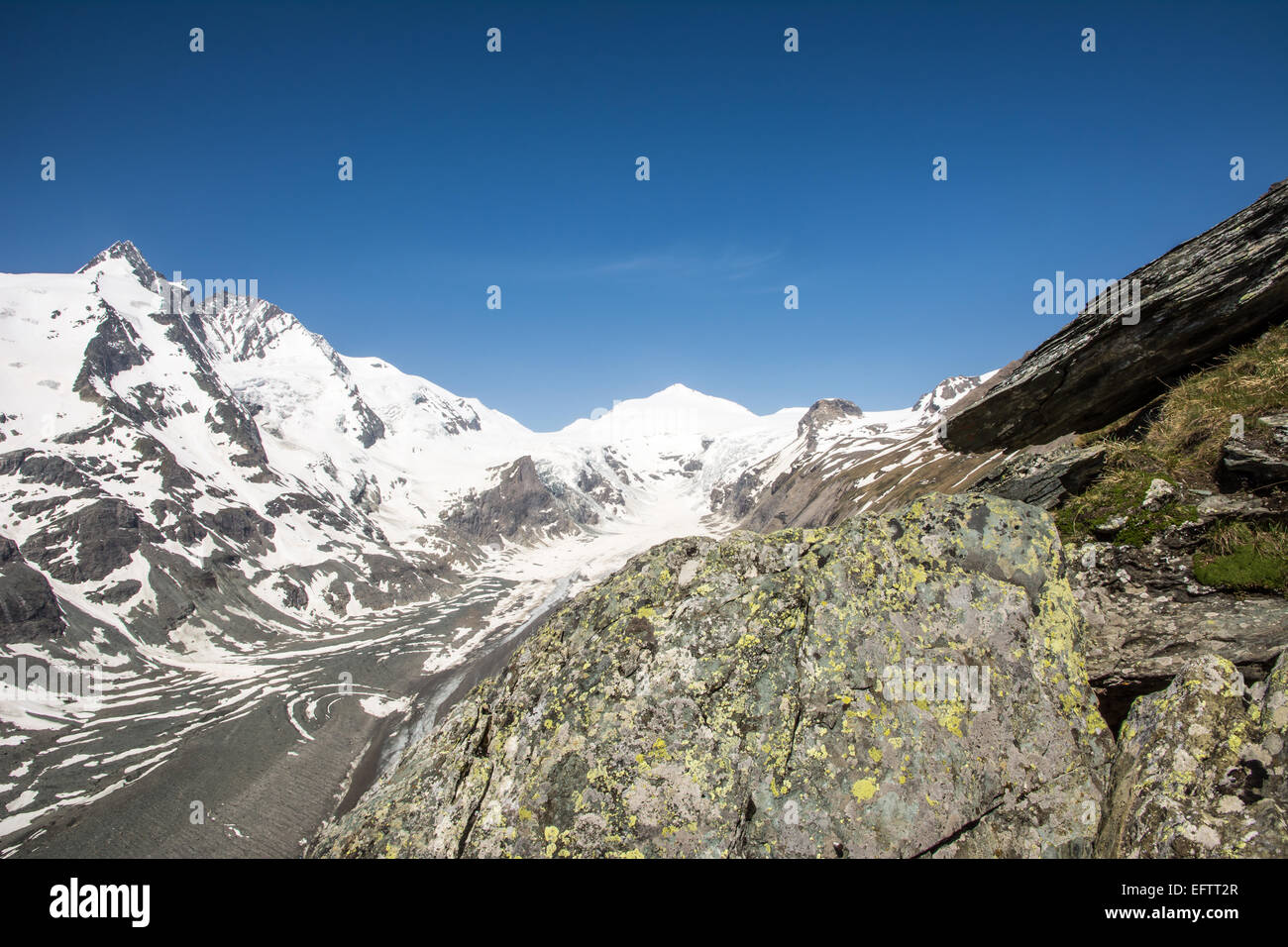 Il Pasterze, il più lungo ghiacciaio d'Austria presso la Strada alpina del Grossglockner montagne di gruppo Foto Stock