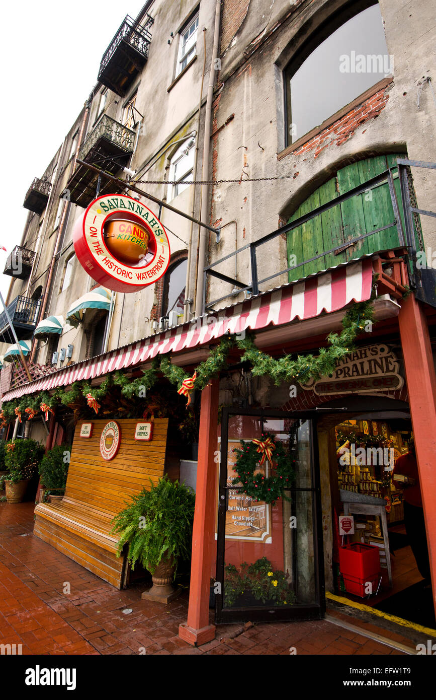 Savannah Cucina Candy, River Street, nel centro di Savannah in Georgia Foto Stock