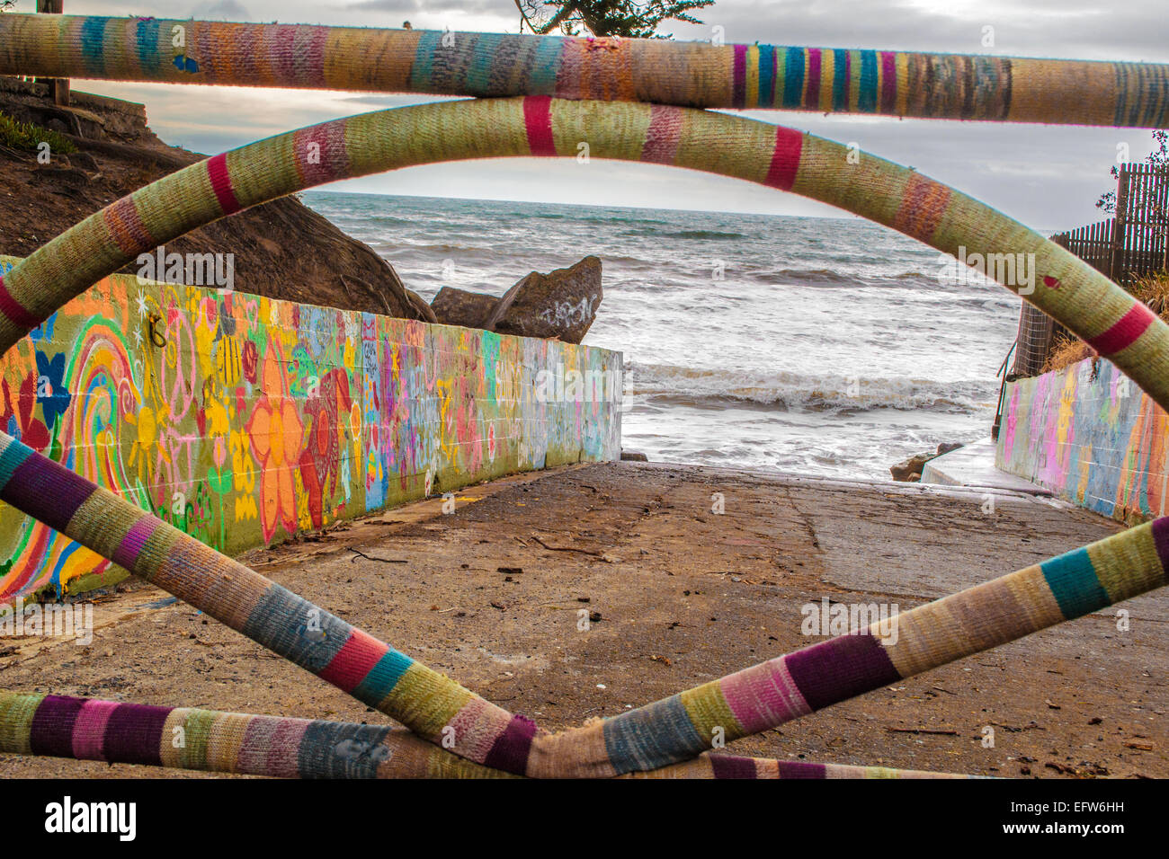 Graffiti ingresso Bolinas Beach Foto Stock