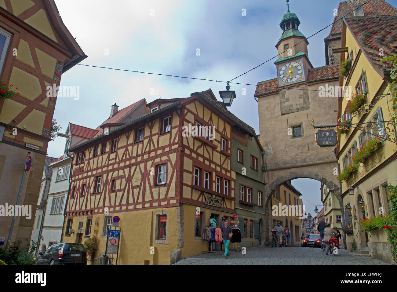 La città medievale di Rothenburg ob der Tauber Foto Stock