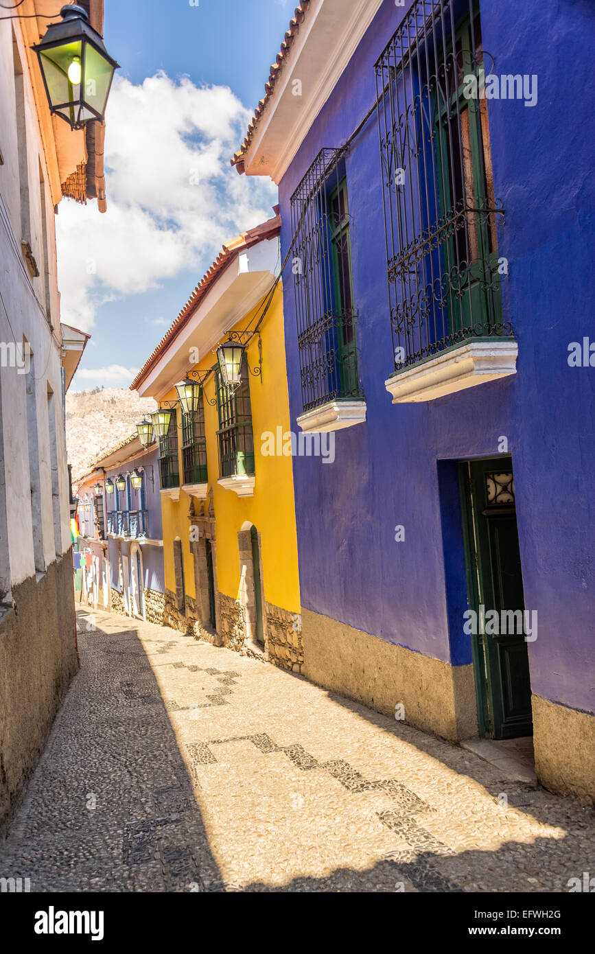 Jaen Street, la meglio conservata strada coloniale a La Paz, in Bolivia Foto Stock