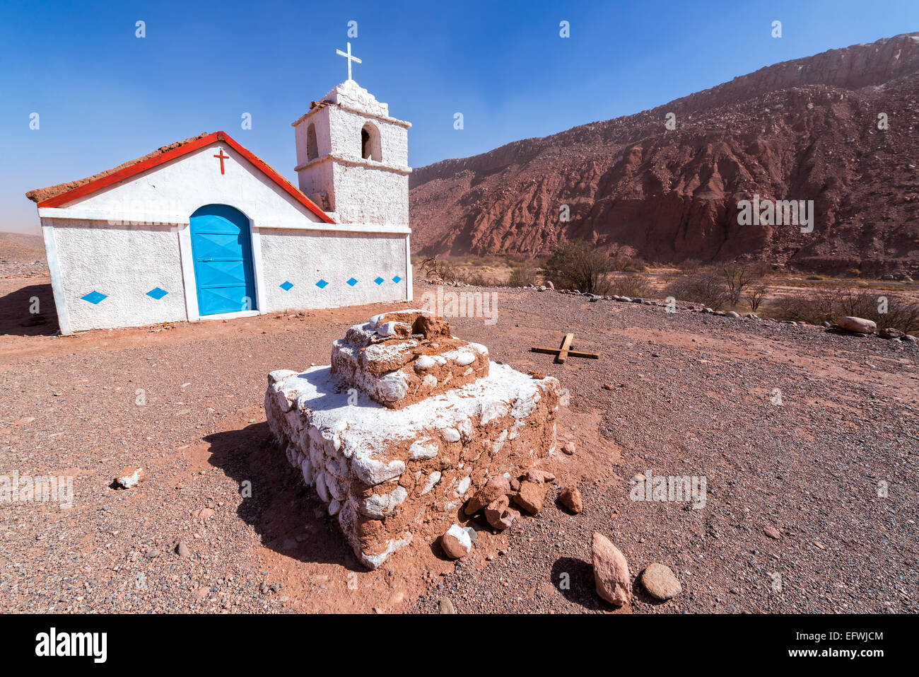 Cappella di San Isidro nel deserto di atacama vicino a San Pedro, Cile Foto Stock