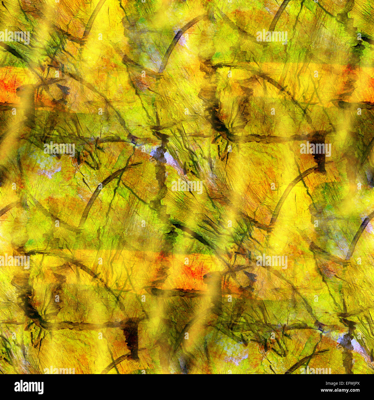 Sfondo di inchiostro giallo verde, ornamento acquerello arte seamless texture pennello astratto Foto Stock