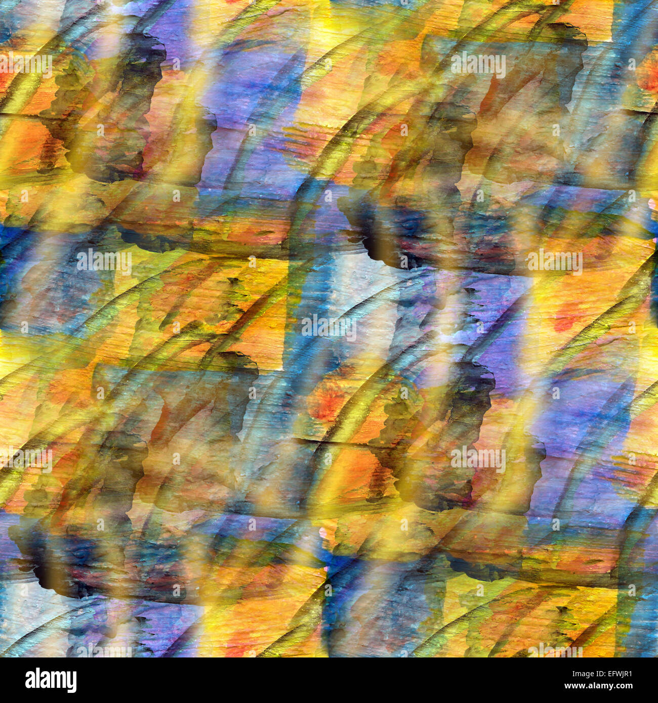 Sfondo di inchiostro giallo, blu ornamento acquerello arte seamless texture pennello astratto Foto Stock