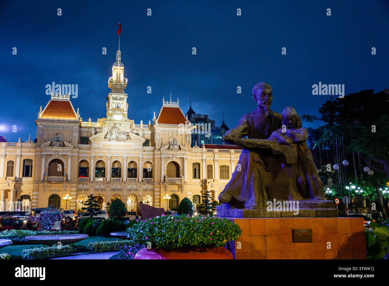 Saigon municipio edificio, città di Ho Chi Minh (Saigon), Vietnam. Foto Stock