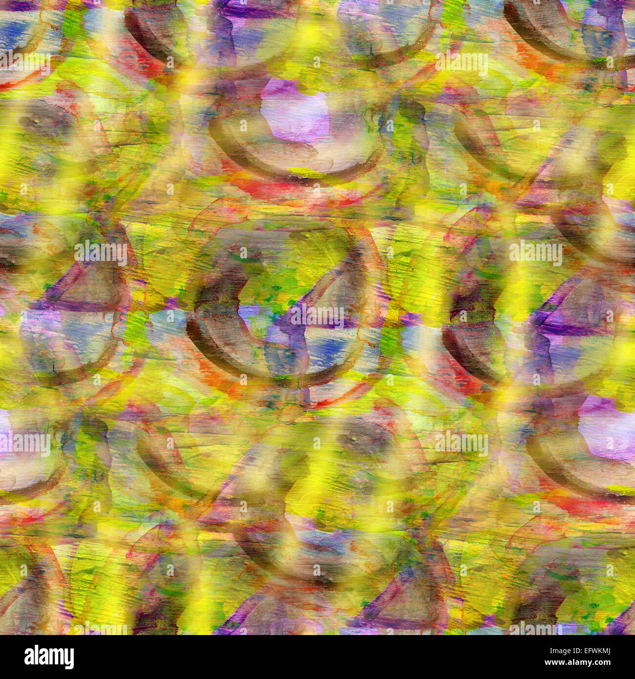 Sfondo di inchiostro giallo, viola ornamento acquerello arte seamless texture pennello astratto Foto Stock