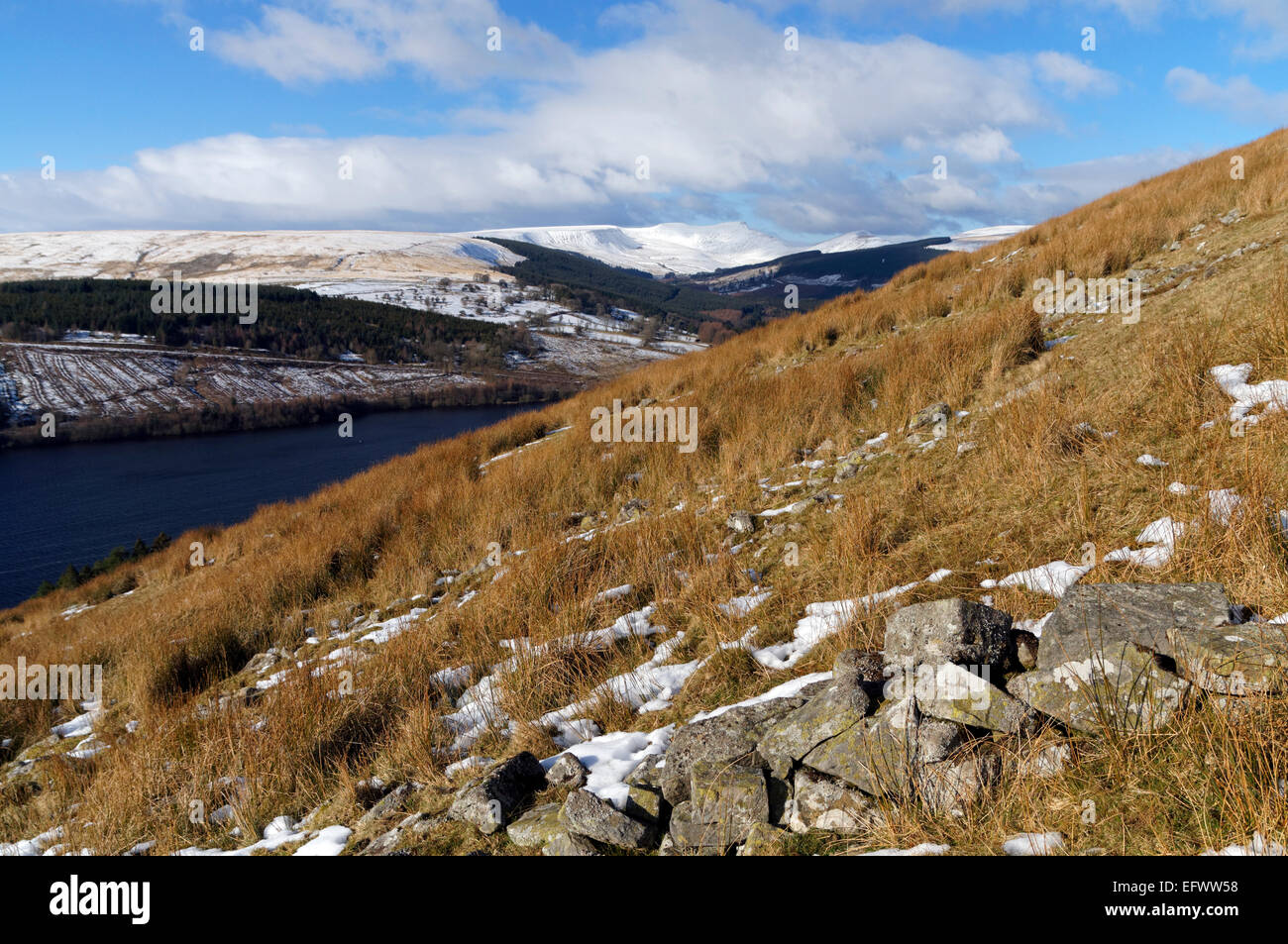 Taf Fechan serbatoi, il Parco Nazionale di Brecon Beacons, Powys, Wales, Regno Unito. Foto Stock