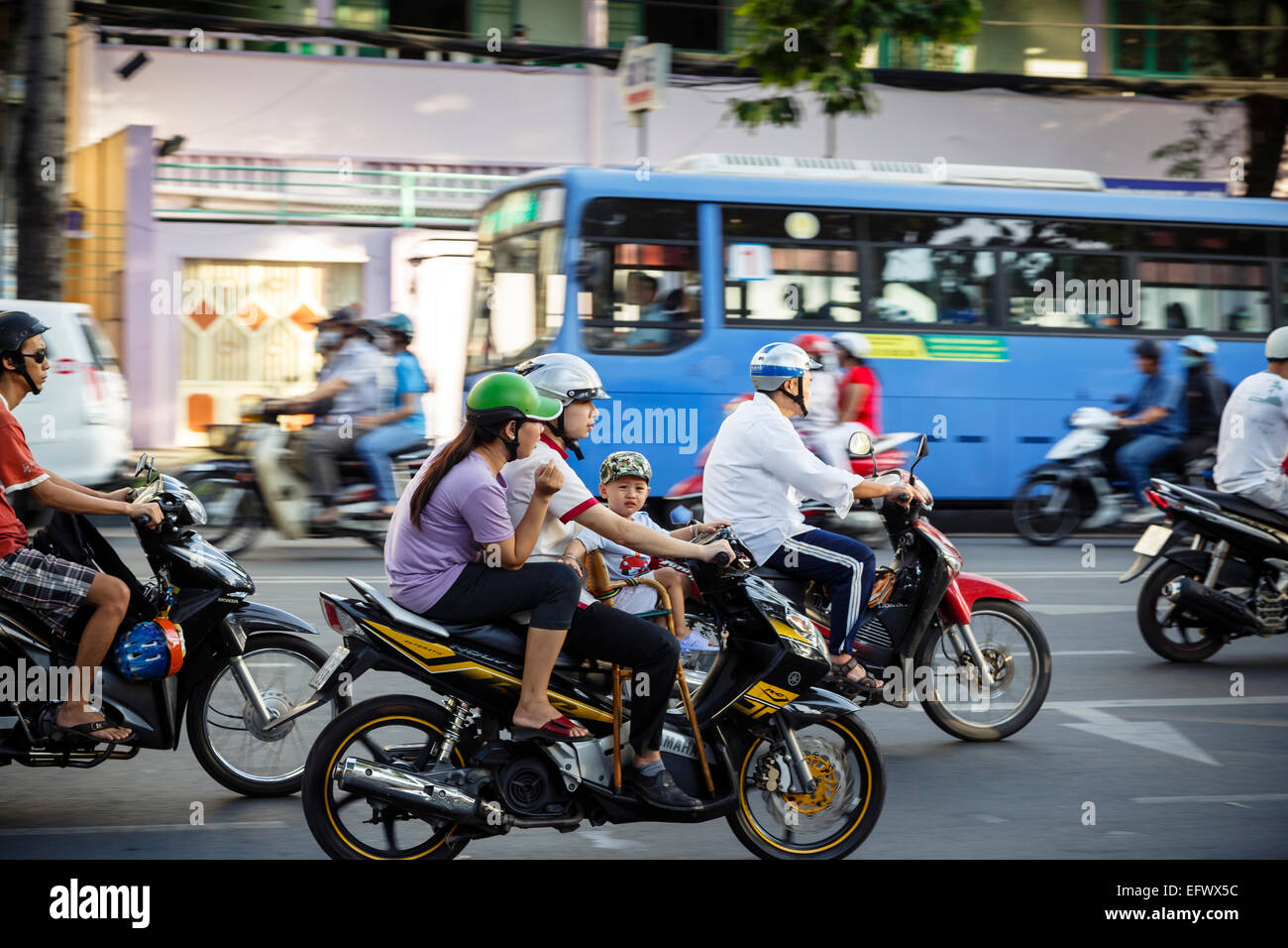 Il traffico intenso, la città di Ho Chi Minh (Saigon), Vietnam. Foto Stock