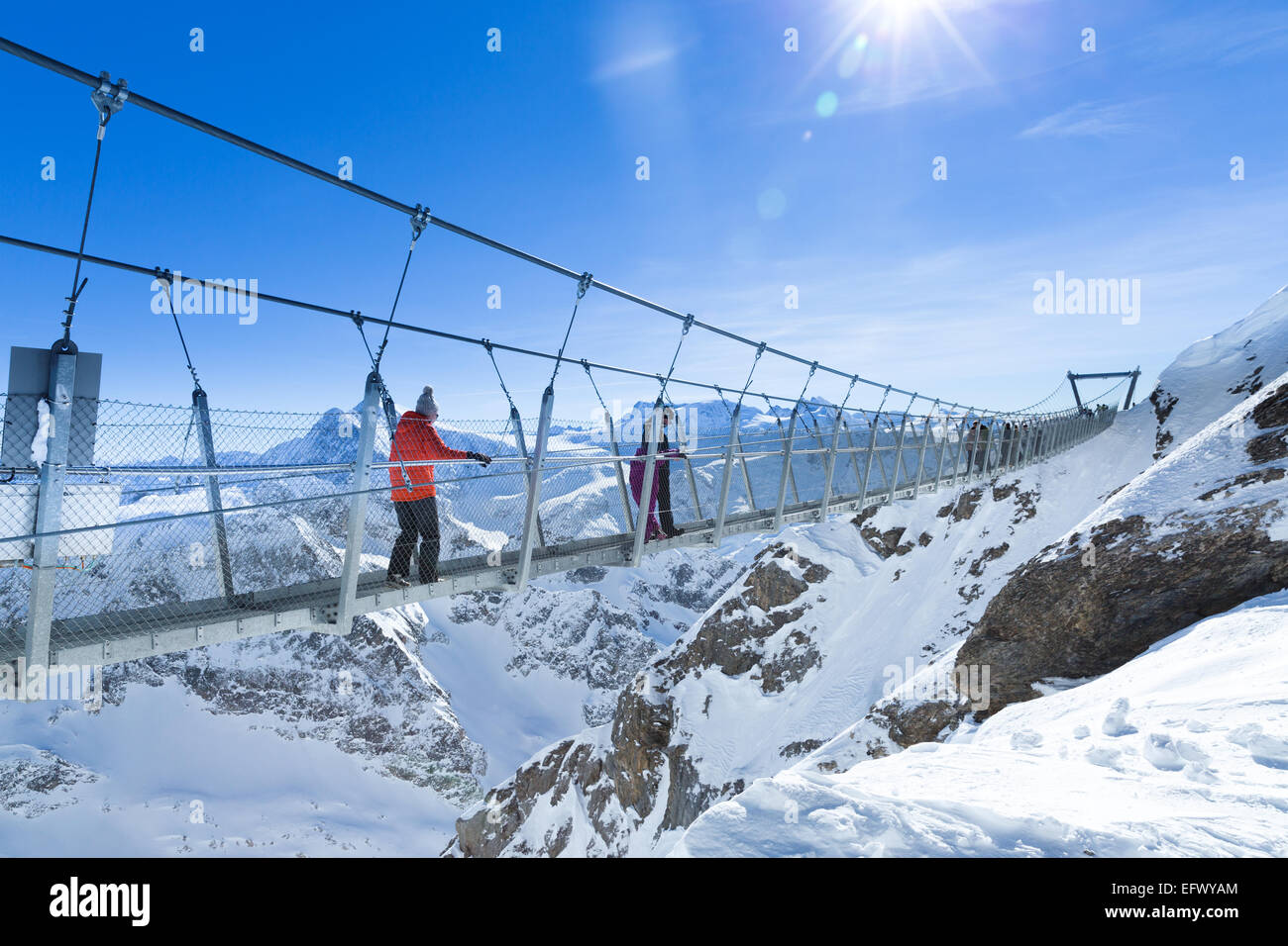 La Scogliera a piedi sul Monte Titlis Foto Stock