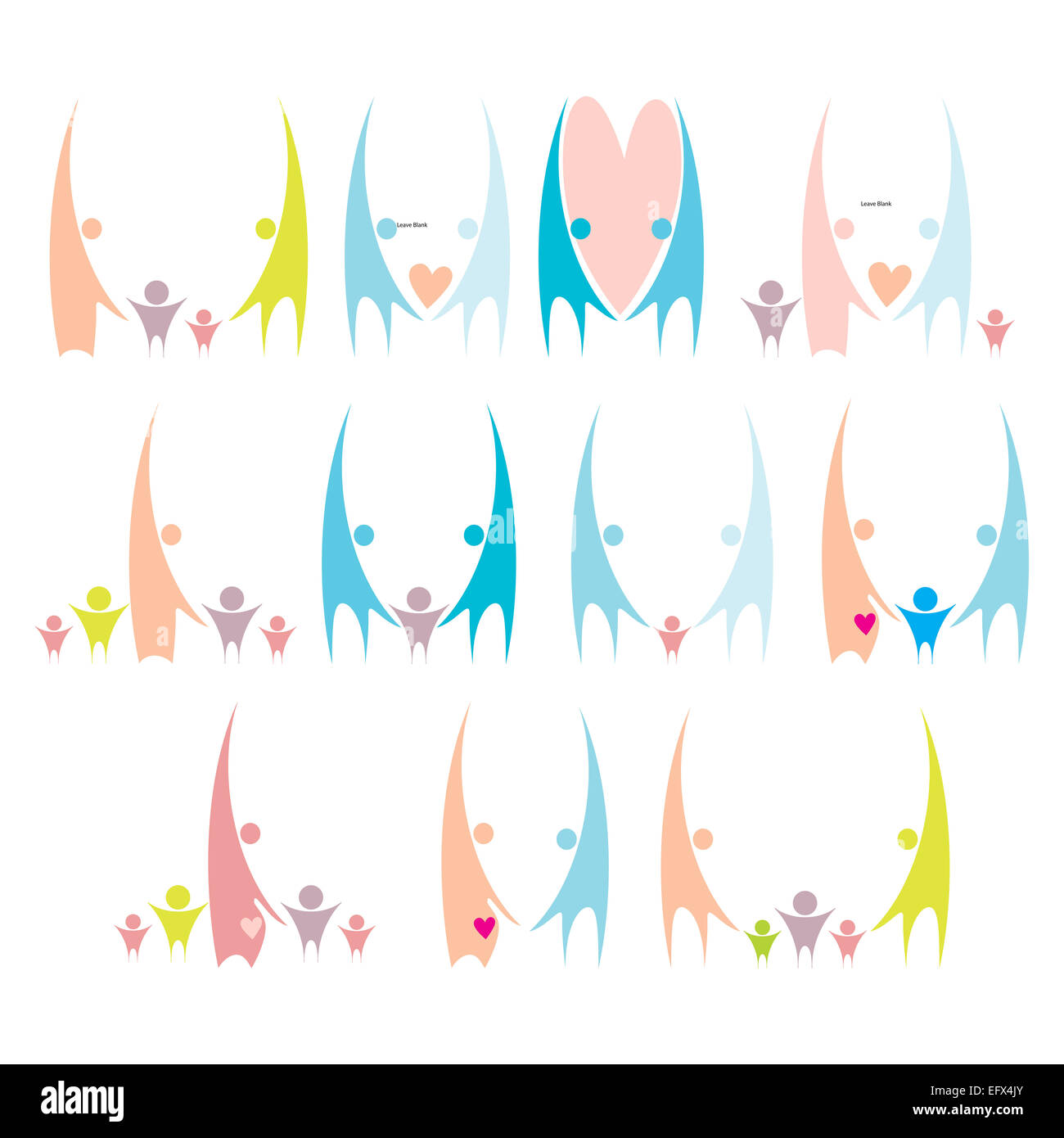 La famiglia felice vettore raccolta di icone Foto Stock