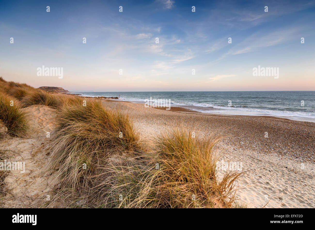 Dune di sabbia a testa Hengistbury spiaggia vicino a Christchurch in Dorset Foto Stock