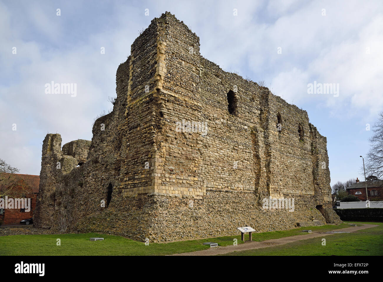 Le rovine del normanno Canterbury Castle Keep, Canterbury, Kent, Regno Unito Foto Stock