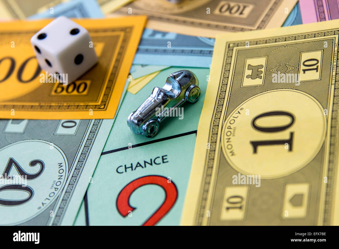 Febbraio 8, 2015 - Houston, TX, Stati Uniti d'America. Il monopolio della scheda di gioco con auto sulla possibilità Foto Stock