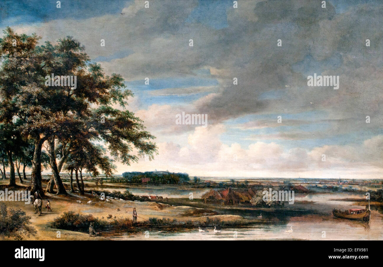Dutch Landscape 1660 Philip de Koninck, o Philips Koninck (1619 – 1688 ), Paesi Bassi Foto Stock