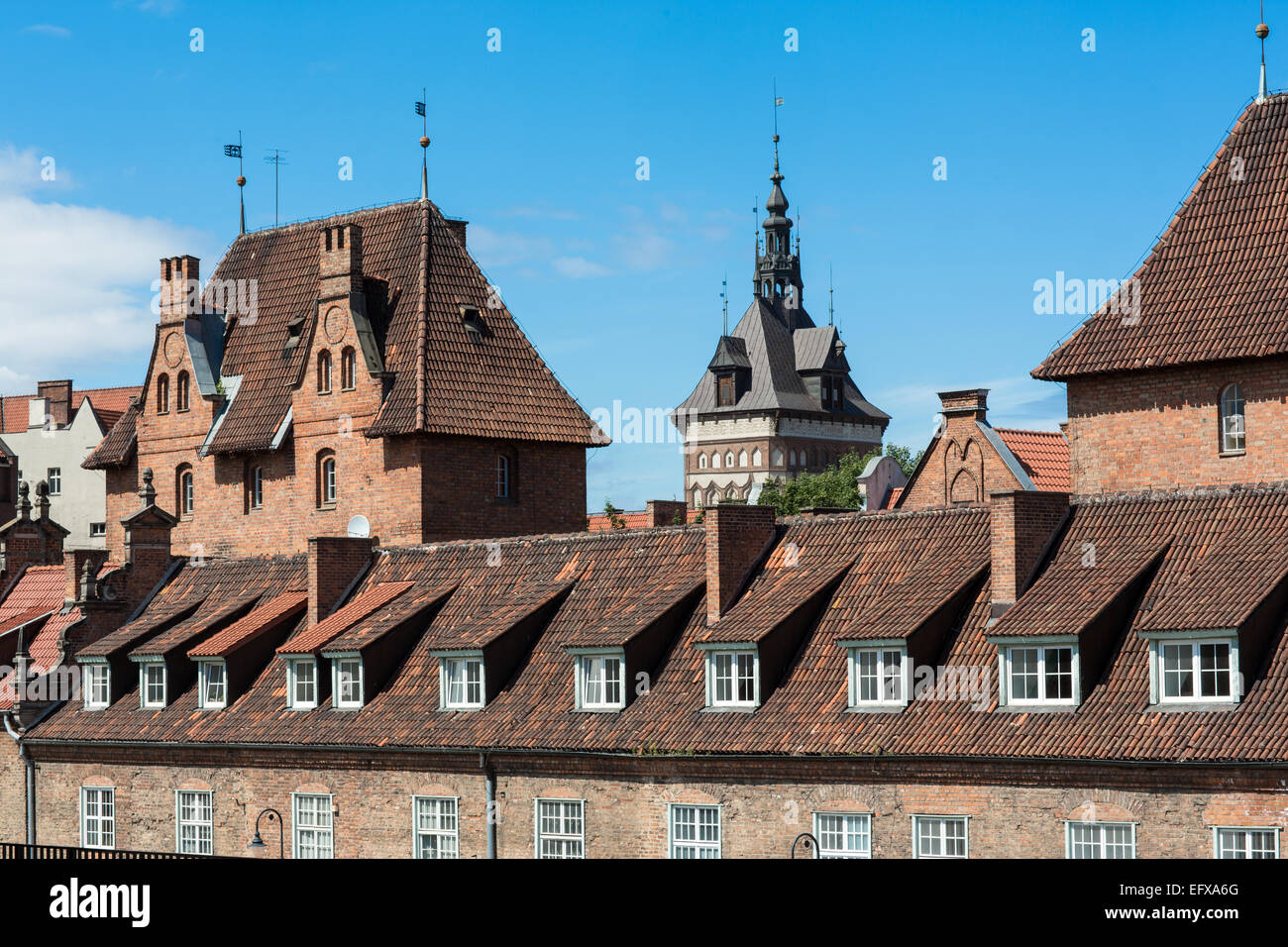 Tetti e sullo skyline, Gdansk, Polonia Foto Stock