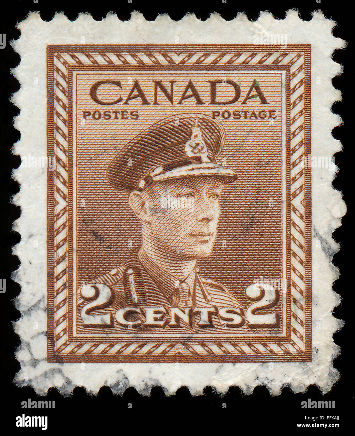CANADA - circa 1942: timbro stampato dal Canada, mostra il re George VI, circa 1942 Foto Stock
