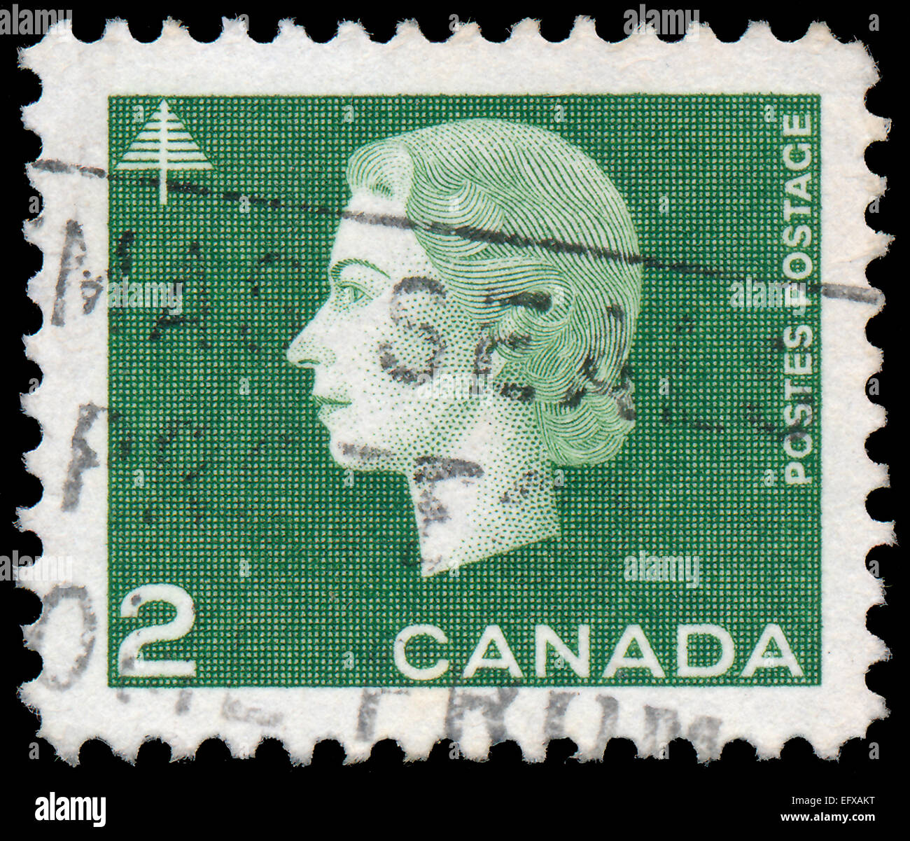CANADA - 1962 CIRCA: un timbro stampato in Canada mostra la regina Elisabetta II, 1962 circa Foto Stock
