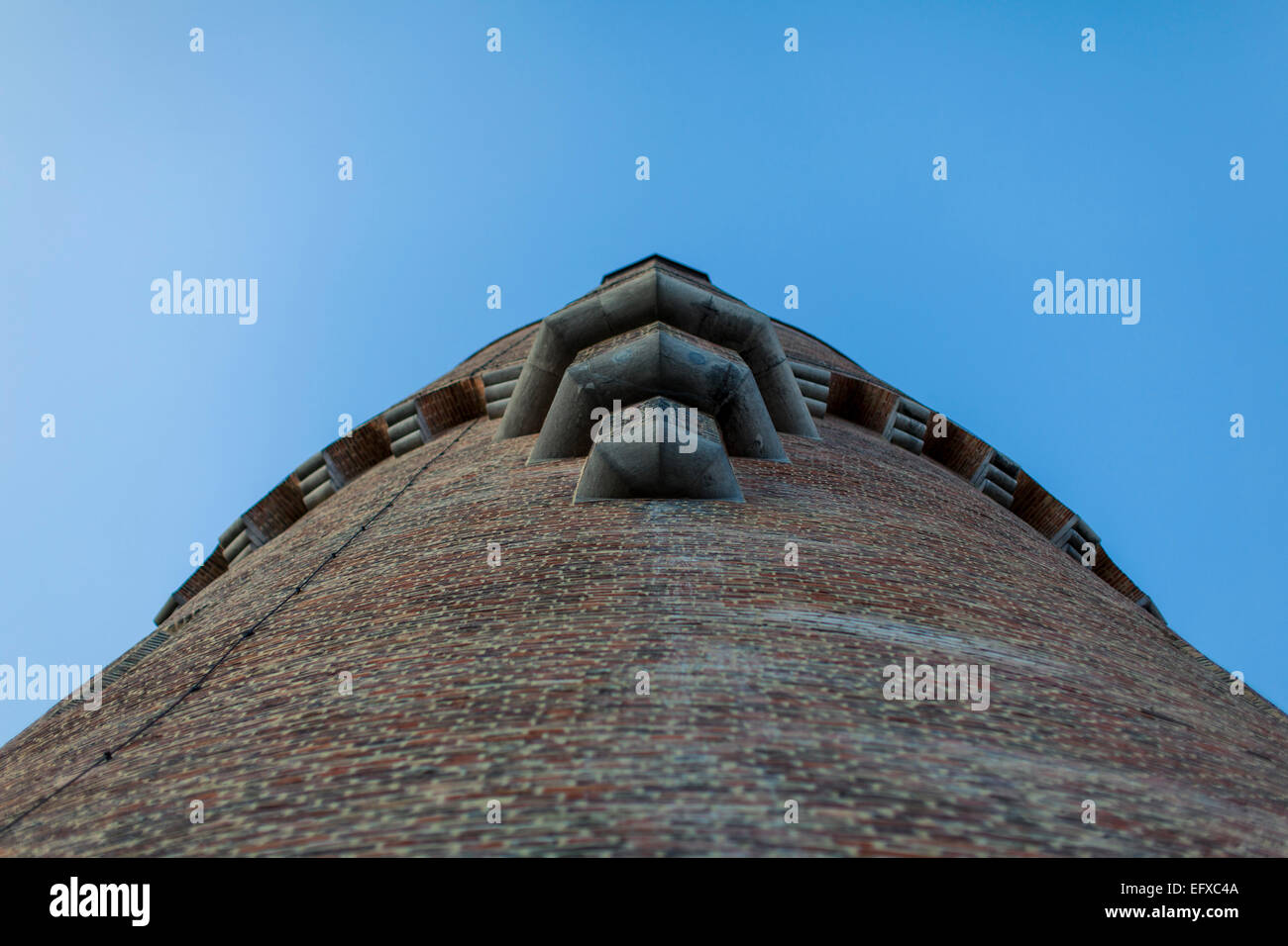 POV di torre di Brugge, in Belgio Foto Stock