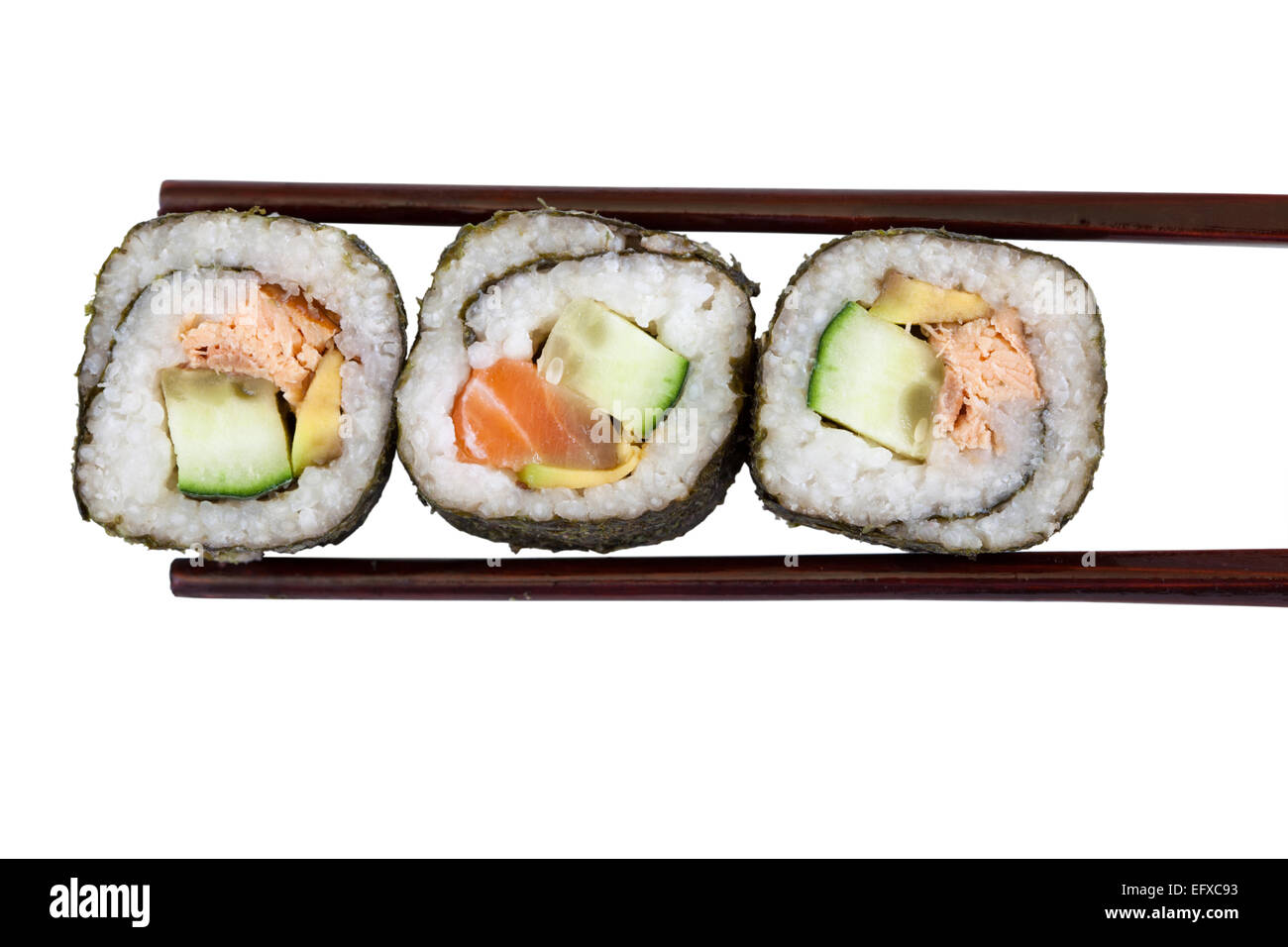 Il Sushi con bacchette Foto Stock