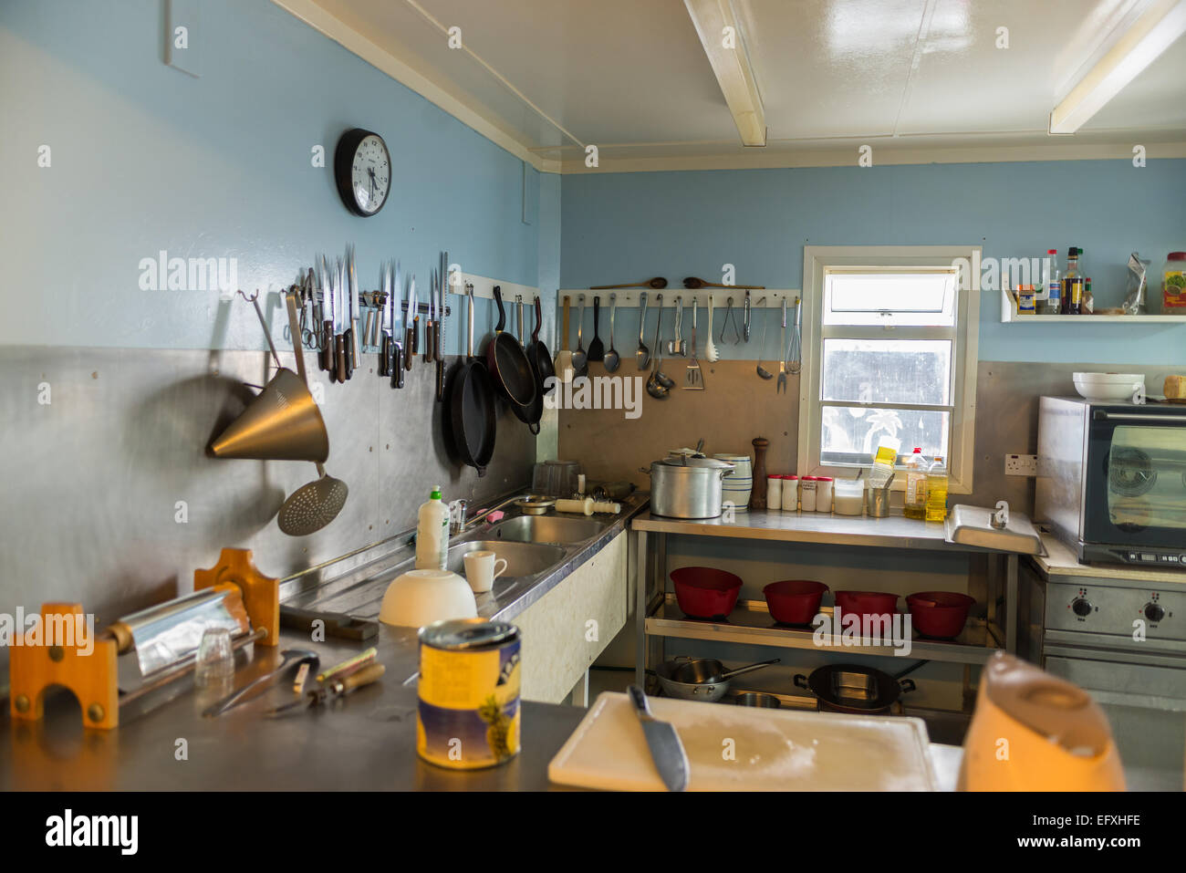 La cucina di Vernadsky ucraino di Ricerca in Antartide base, Galindez Island Foto Stock