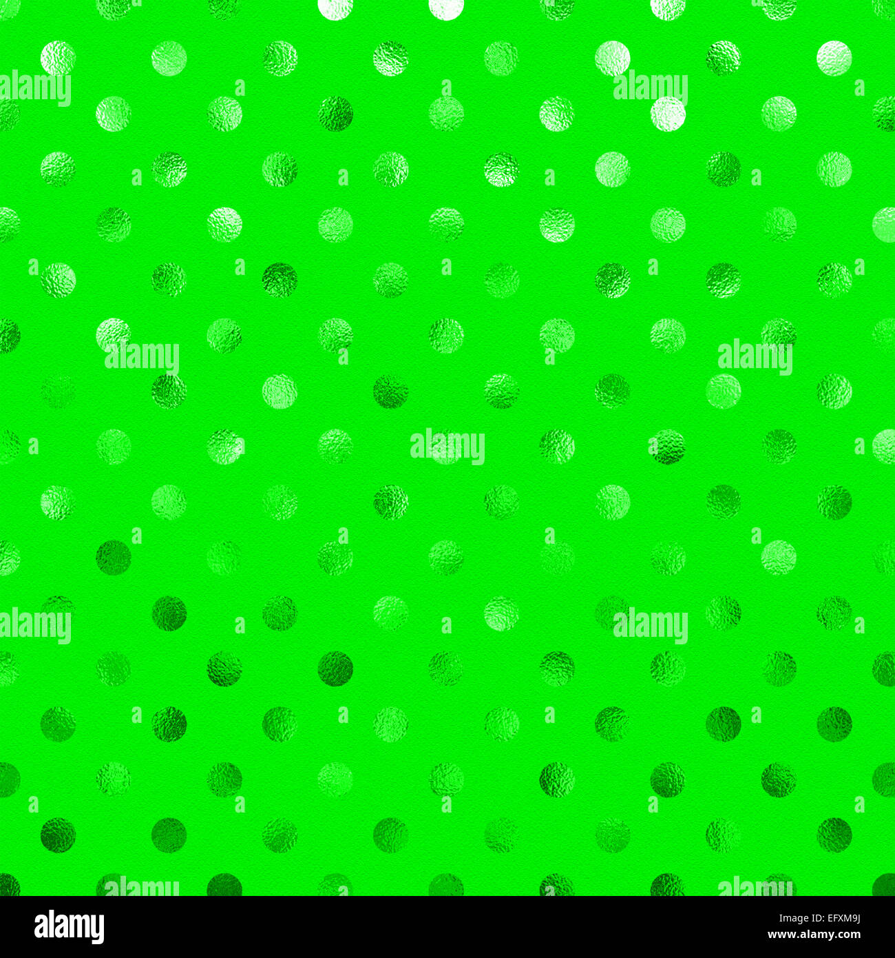 Verde foglia metallica Polka Dot pattern a punti Svizzera Carta di Texture di sfondo di colore Foto Stock