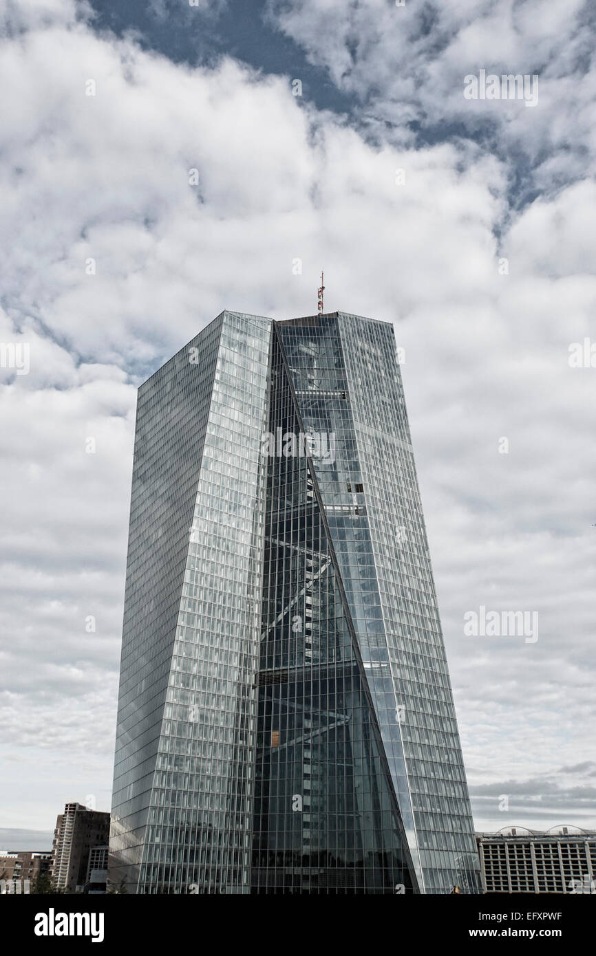 La nuova Banca centrale europea edificio ad est di Francoforte, Skyline, Germania, EZB, BCE Foto Stock