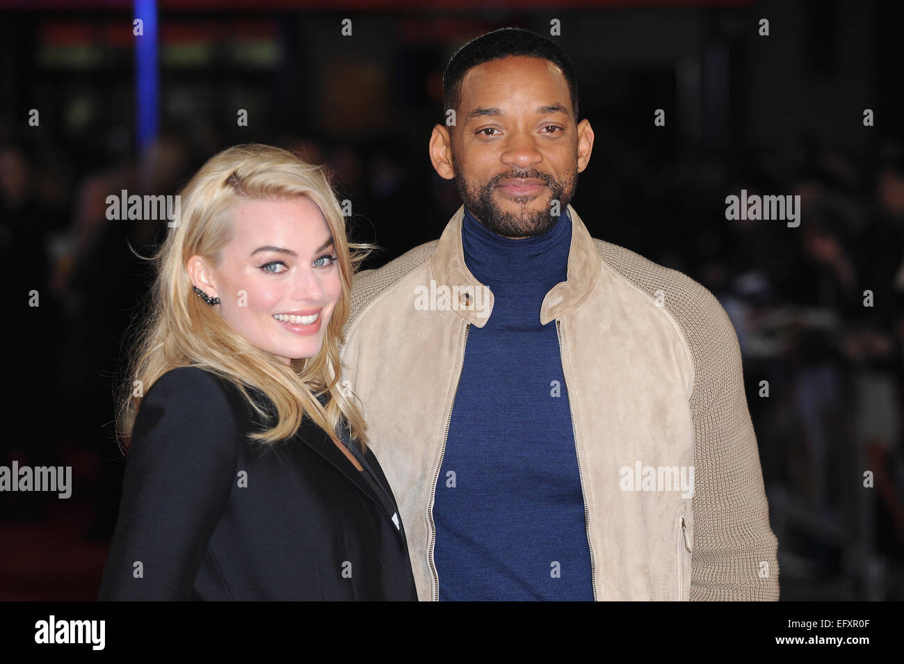Londra, Regno Unito. Xi Febbraio, 2015. Will Smith e Margot Robbie frequentare speciale proiezione di 'Attenzione' a VUE West End. Credito: Ferdaus Shamim/ZUMA filo/Alamy Live News Foto Stock