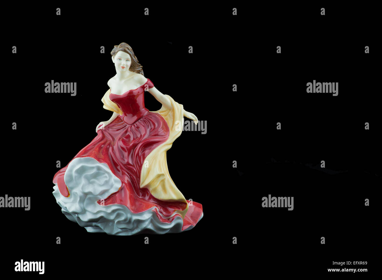 Bone China figurina che indossa un abito rosso Foto Stock