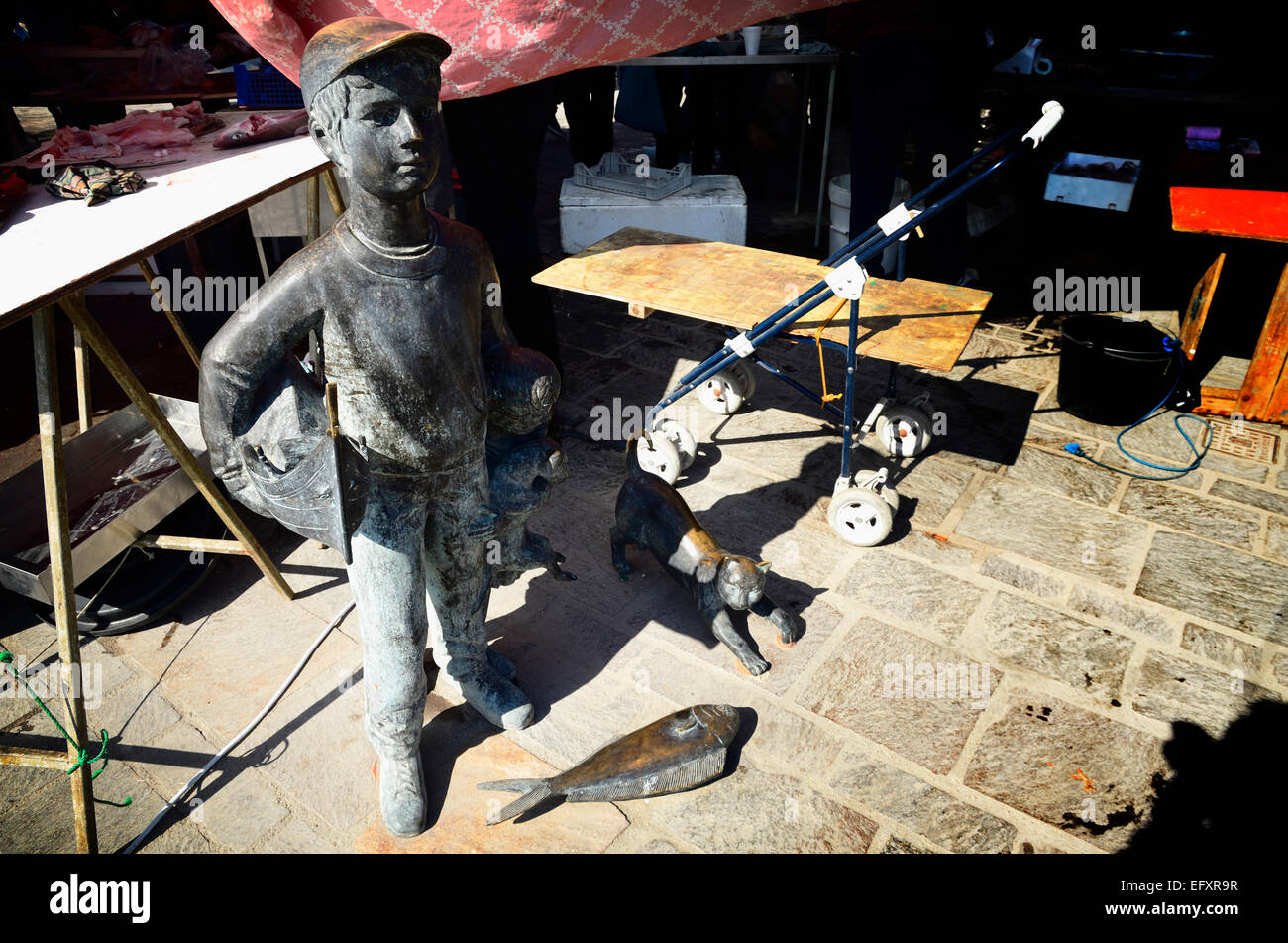 Marsaxlokk, Market street Foto Stock