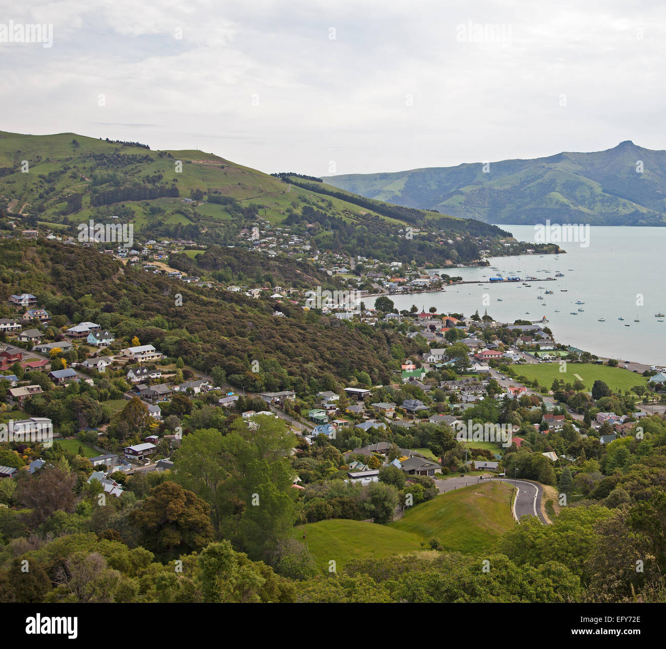 Akaroa, Isola del Sud, Nuova Zelanda Foto Stock