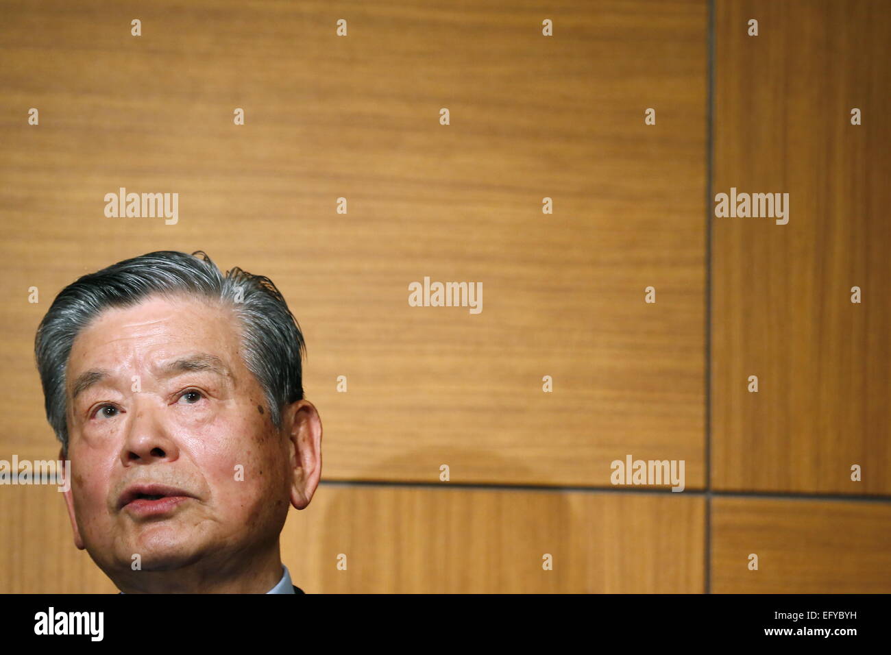 Tokyo, Giappone. 12 Feb, 2015. Saburo Kawabuchi Basket : Giappone 2024 TASK FORCE Presidente Saburo Kawabuchi assiste ad una conferenza stampa a Tokyo in Giappone . Credito: Sho Tamura AFLO/sport/Alamy Live News Foto Stock