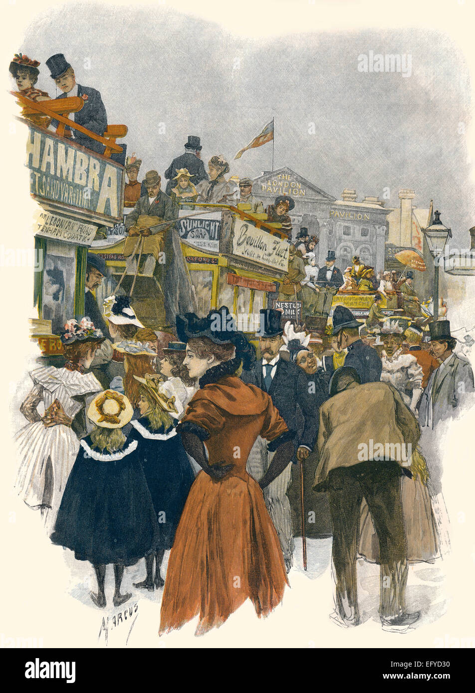 Il traffico vicino a Piccadilly Circus a Londra, Inghilterra, Europa, c. 1895, Foto Stock