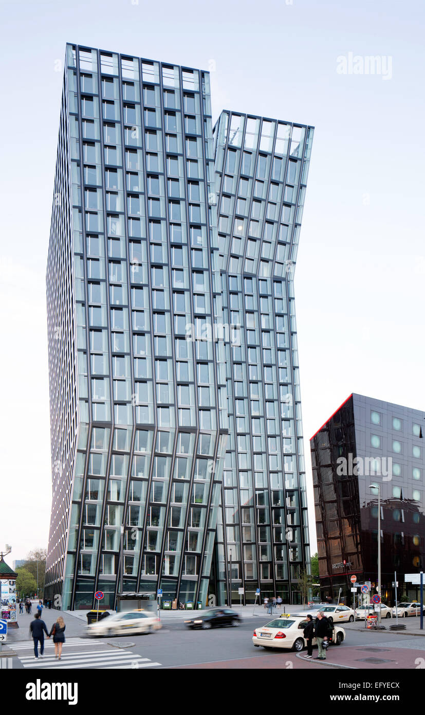 Torri di ballo, ufficio torri sulla Reeperbahn, architetto Hadi Teherani, Amburgo, Germania Foto Stock